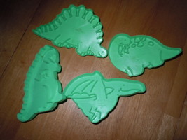 Vintage 4 Green Wilton Dinosaurs Cookie Cutter Set 1988 - $5.99