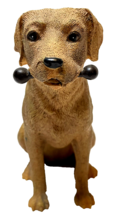 Vintage Golden Retriever Dog Resin Sitting Figurine with Bone 7 inches Brown - £16.13 GBP