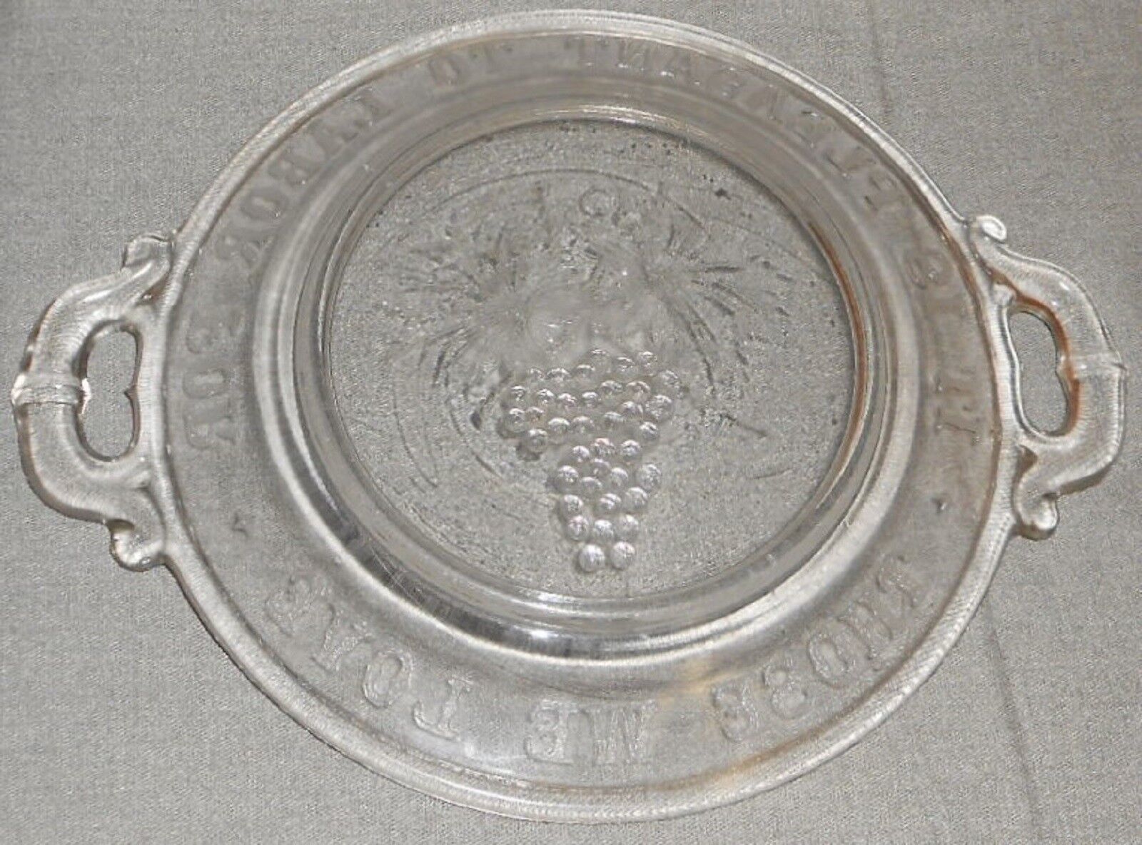 EAPG 1800s Pressed Glass GRAPES It Is Pleasant To Labor For Those We Love PLATE Item image 5
