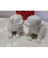 Fitz And Floyd Pair Vintage Pugs Porcelain 4 Inch Tall Xmas Puppies - £26.46 GBP