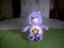 Vtg 2002 Care Bear &quot;Harmony&quot; Purple &amp; White w/Smiling Flower Symbol 10&quot; Plush - £7.86 GBP