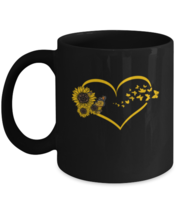 Coffee Mug Funny Butterflies Sunflowers Heart  - £15.72 GBP