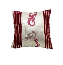 Vintage Red Gold Metallic Pillow, Classic, Red Wine Velvet,  Pipping, 18x18&quot; - £47.16 GBP