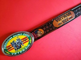 Vietnam Veteran  Genuine Leather Cowhide Belt &amp; Vietnam Veteran Epoxy Bu... - $39.55