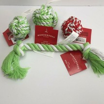 Wondershop Braided Rope Ball Tug Pull Dog Toy Chew Set Green Red - £19.65 GBP