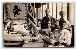 RPPC Wounded Soldiers In British Military Hospital Under Flags UNP Postcard Y15 - £19.51 GBP