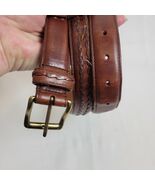 John Henry Oil Tanned Cowhide Belt Brown Sz 40 Uruguay Braided Detail Br... - $307.56 MXN