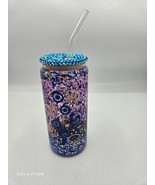 Women&#39;s Multicolor Globe Glass Evil Eye Tumbler Fully Blinged Lid with S... - £18.93 GBP