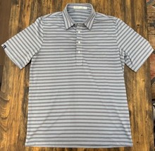 Criquet Polo Shirt Mens Medium Blue Striped Pima Cotton Golf Preppy Shor... - $29.69