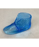Vintage Fenton Vaseline Glass Blue Baby Slipper Figurine - $19.79