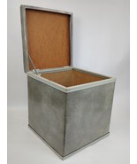 1960s Green Grey Vinyl Storage Ottoman 15&quot; Cube Box Mid Century Mod Foot... - $89.09