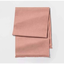 Table runner 90&quot;L x 20&quot;W long oversized dining decor cotton rose pink fringe - £17.53 GBP