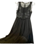 Honey Punch Size Small Black Embroidered Lined High Low Dress Thick Zipper - £13.45 GBP