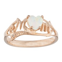 14Kt Argent Plaqué or Rose Coeur Simulé Opale &amp; Diamant Coeur Promesse Bague - £58.01 GBP