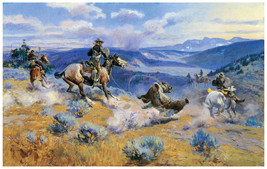 Decor Hunting POSTER.Cowboys action.Creative home Home Shop Wall Art.1645 - £13.35 GBP+