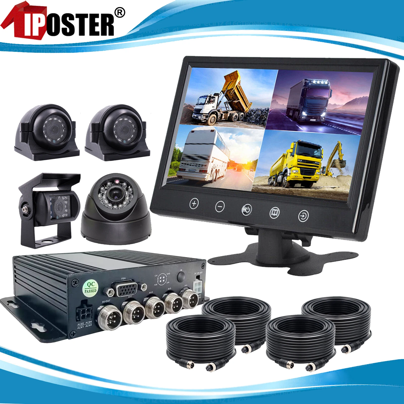 iPoster 1080P 4CH 360 Car Truck Vehicle MDVR Indoor Front Outdoor Side Rear View - £341.91 GBP