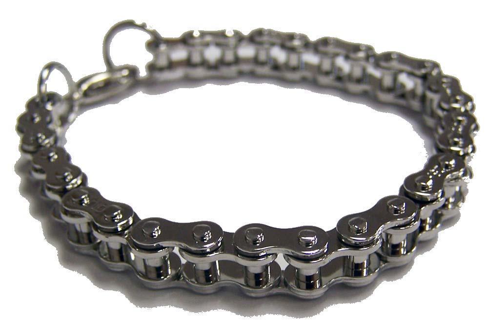 SMALL LINKS MOTORCYCE BIKE CHAIN BRACELET bikers jewelry 8 inch chrome J... - $6.60