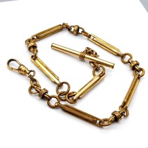 Antique GF Watch Chain with Swivel Clasp and T Bar, F&amp;B Elegant Gold Filled Bar - £281.50 GBP