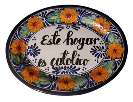 Talavera Style Pottery Puebla Mexico Platter/Serving Plate w/Raised Pain... - £22.80 GBP