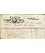 1898 CROWN Chemical CO Minneapolis MN Antique Letterhead Billhead Receip... - £6.31 GBP