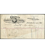 1898 CROWN Chemical CO Minneapolis MN Antique Letterhead Billhead Receip... - $7.99