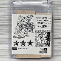 Stampin Up The Free And The Brave Eagle Military Flag Usa Rubber Stamps Set New - £29.18 GBP
