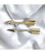 Vintage Two (2) Gold Tone Cupids Arrow Brooches Pins White Rhinestones - $14.99