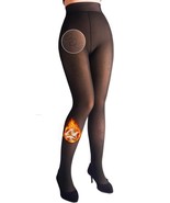 Fleece Lined Tights Sheer Winter-Fake Translucent Patterned Tights High ... - £12.09 GBP