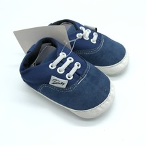 Baby Boys Girls Slip On Sneakers Fabric Flexible Sole Navy Blue Size 3 12-18M - £7.75 GBP