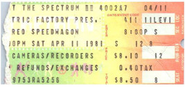 Reo Speedwagon Concert Ticket Stub Avril 11 1981 Philadelphia Pennsylvania - $43.54