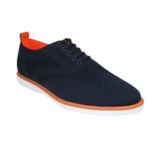 Men Comfort Casual Knit Fabric Wingtip Lace Sneaker Shoes #FRESHORT Navy Blue image 2