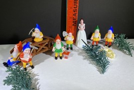 Vintage Snow White &amp; The Seven Dwarves Cake Toppers Set with Trees And Bridge - £8.89 GBP