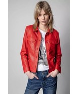 Zadig &amp; Voltaire Liam Cuir Leather Jacket Coat Red $798, Sz XS, NWT! - $247.49