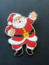 Vintage Jolly Red White &amp; Black Enamel Dancing Santa Claus Christmas Holiday Pin - $9.49