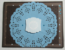 Stampin up! Handmade card Happy Cutest Baby Ever Boy Blue Brown plus envelope - £4.85 GBP
