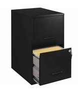 2 Drawer Metal File Cabinet Mobile For Small Office Home Lock Wheels Let... - £112.80 GBP