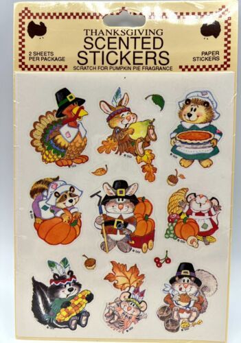 Gibson Greetings Thanksgiving Scented Stickers Pumpkin Pie 1992 Sealed Package - $29.91