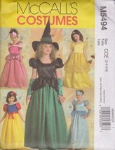 McCall's M5494 Girl's Witch and Princess Halloween Costume Sewing Patterns, Size - $9.99