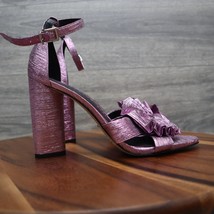 Gianni Bini Sandals Womens 9 Purple Shimmer Ankle Strap High Heeled Footwear - £20.68 GBP