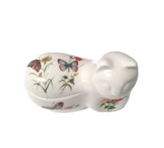 Cats Kittens Trinket Dish Butterflies Covered Ceramic Hand Painted Takahashi - £10.20 GBP