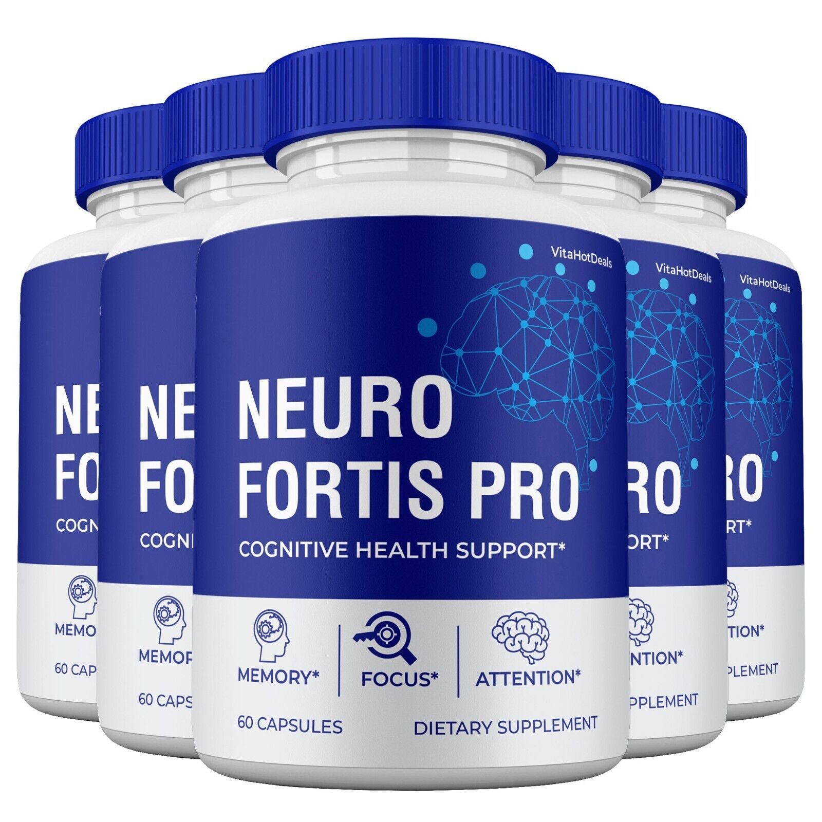 5 Pack Neuro Fortis Pro Capsules, Supplement for Brain & Cognitive Health