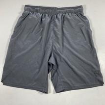 Reebok Shorts Mens Large Gray Black Gym Pockets Workout Basketball Hike ... - $22.75