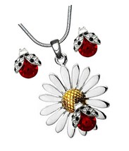Boutique Beautiful Silvertone Daisy Flower Ladybug 21 - £43.94 GBP
