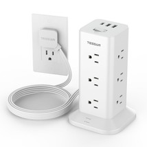 Surge Protector Power Strip Tower, Flat Plug Extension Cord 6 Feet With 12 Multi - £40.89 GBP