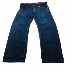 Crown Holder Jeans Men 38x32 Baggy Fit Hip Hop Embroidered Button Fly De... - £74.69 GBP