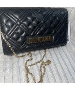 LOVE MOSCHINO BLACK QUILTED CROSSBODY CLUTCH BAG BORSA PU NERO - $5,267.45 MXN