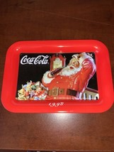 Vintage 1998 Coca-Cola with Santa Claus Mini Serving Tray 4 1/2&quot; x 6 1/2&quot; - $21.20