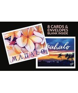 Hawaiian Mahalo Thank You Greeting Cards (Choose Plumeria or Palm Sunset... - £15.17 GBP