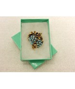 Gold Tone Filigree Brooch, Blue Crystal Grape Bunches, Fashion Jewelry, ... - £11.48 GBP