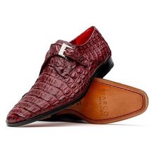 Luigi Genuine Caiman Crocodile Dress Monk Strap Shoes Wine image 3